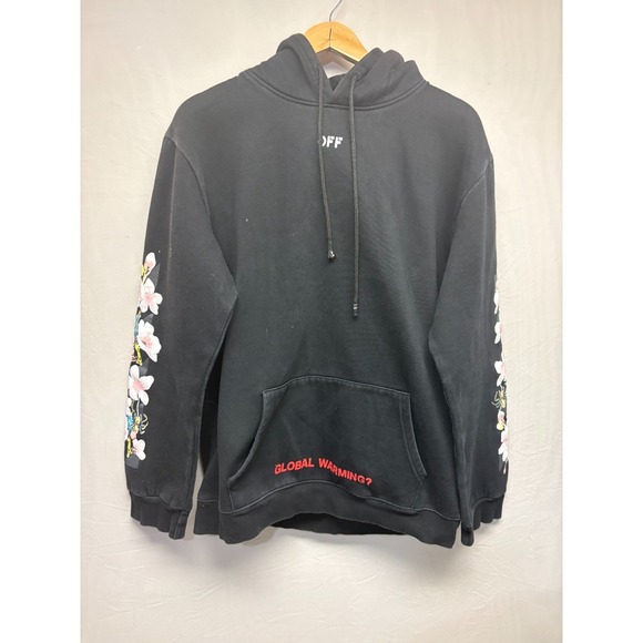 Black Other - Off-White Global Warming Hoodie Men's Black Cherry Blossom Virgil Abloh 2XL